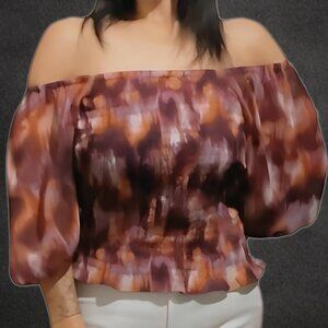 Old Navy Purple Tie-Dye Smocked Puff Sleeve Top | NWOT | XL